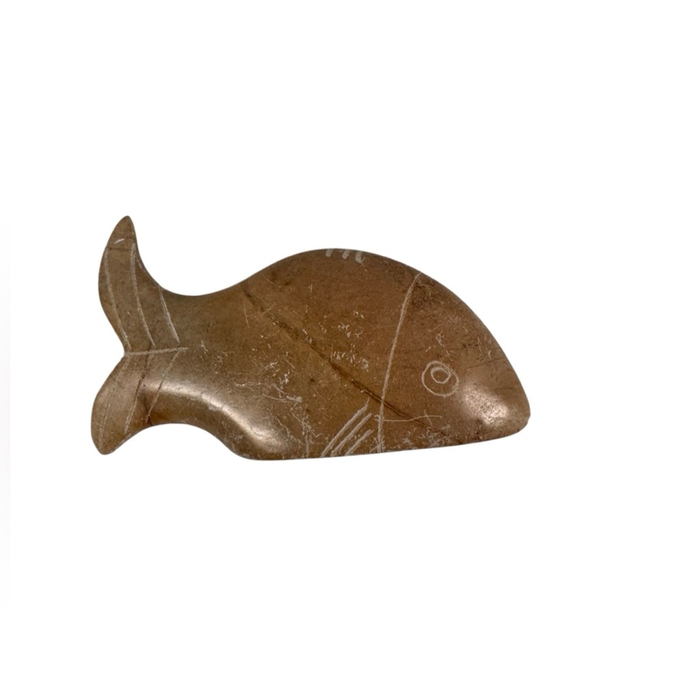 Brown Decorative Stone Fish Tabletop Natural Pet Fish Accent